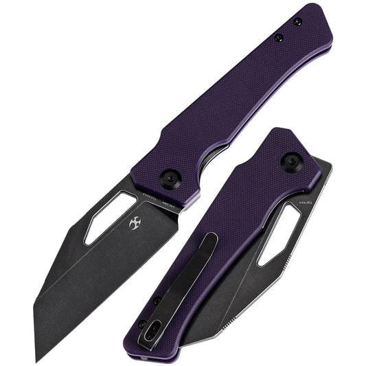 Kansept Egress 3.47" Black Stonewashed 14C28N Purple G10 T1033A3