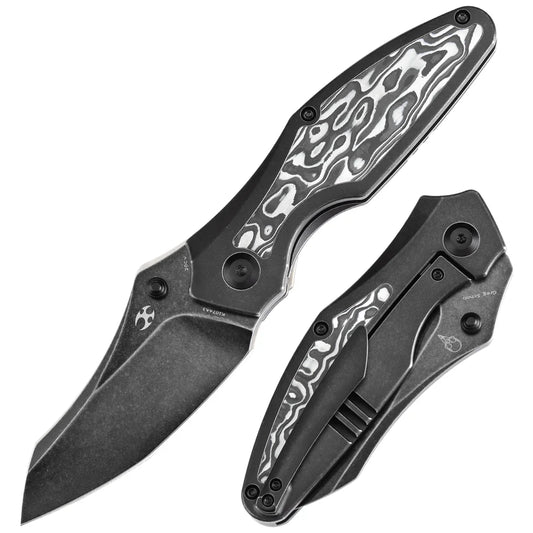 Kansept Baba Yaga 3.06" CPM 20CV Blackwash Titanium + Black White Nebula Carbon Fiber Inlay Black K1074A3