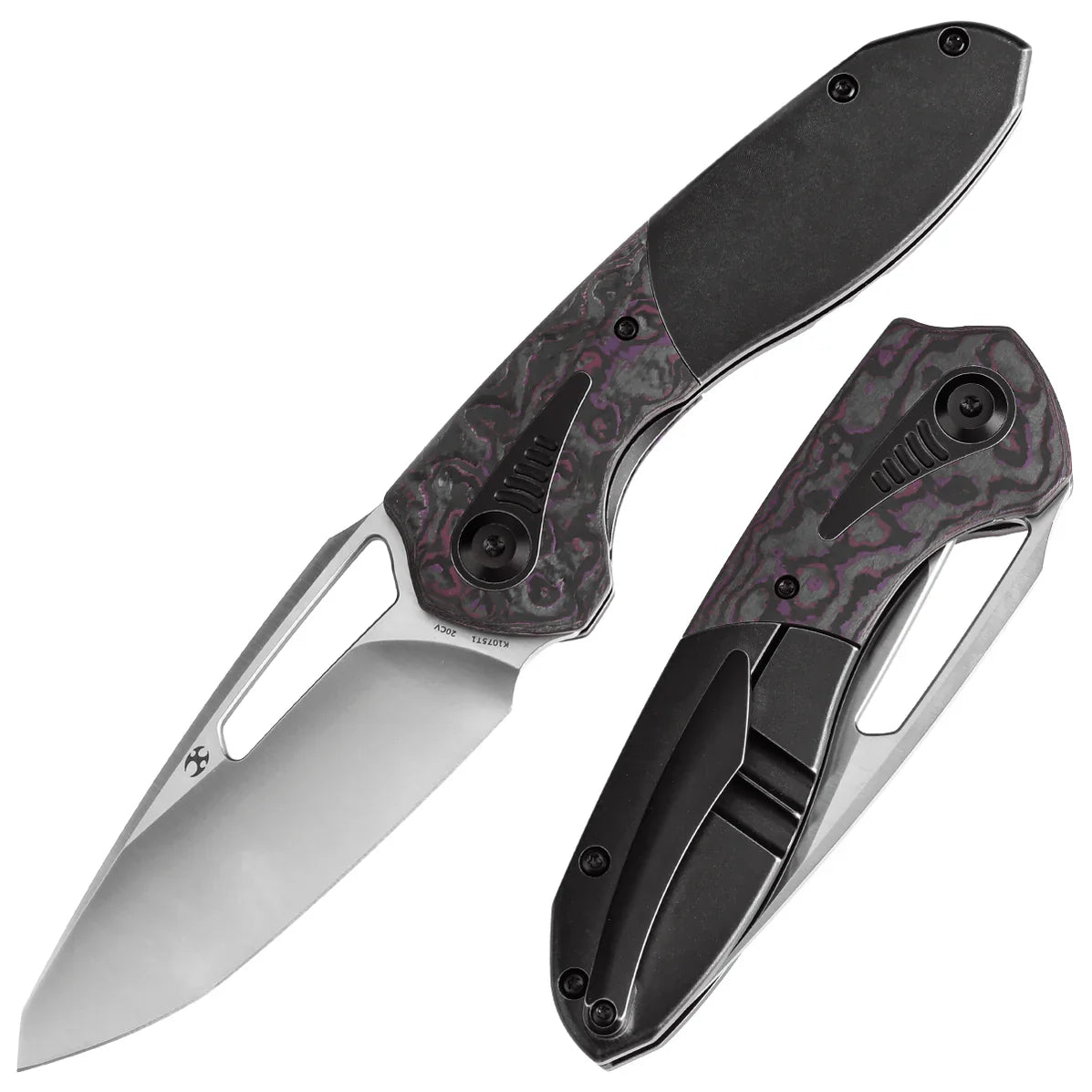 Kansept Thoth 3.43" Satin CPM 20CV Blackwash Titanium + Purple Haze Carbon Fiber K1075T1