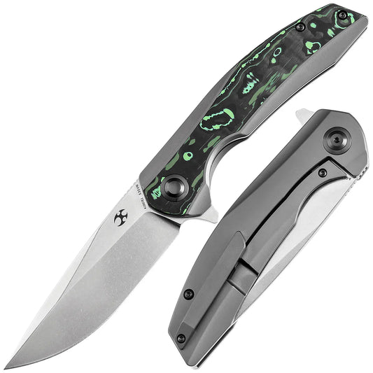 Kansept Accipiter 3.50" Satin CPM S35VN Titanium + Green Carbon Fiber K1007E1