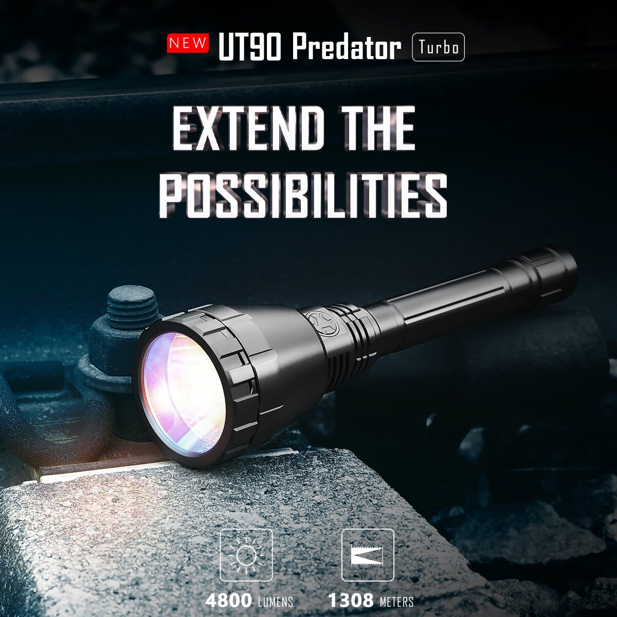 Imalent UT90 Predator 4800 Lumen Rechargeable Flashlight Kit - Red / Green Filters, Mount, pressure switch included