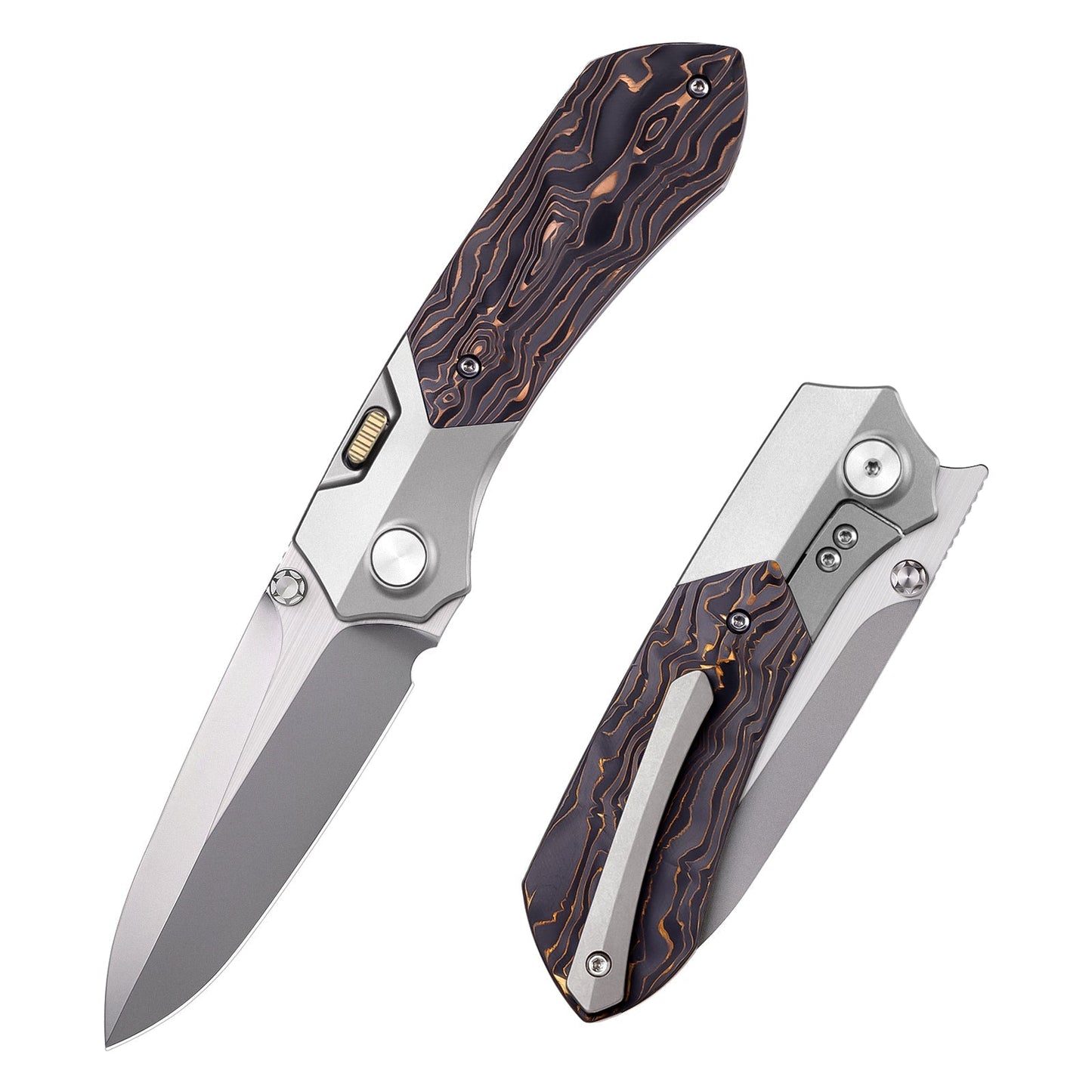 REMETTE RT-Meteor 2.99in M390 Blade Titanium + Copper Infused Carbon Fiber Handle RTPT-D
