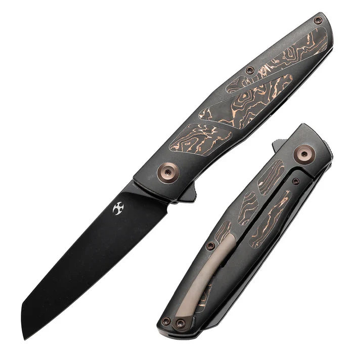 Kansept Cru 3.46" CPM-S35VN Black TiCn Coated Blackwash Titanium & Copper Carbon Fiber-K1092A1