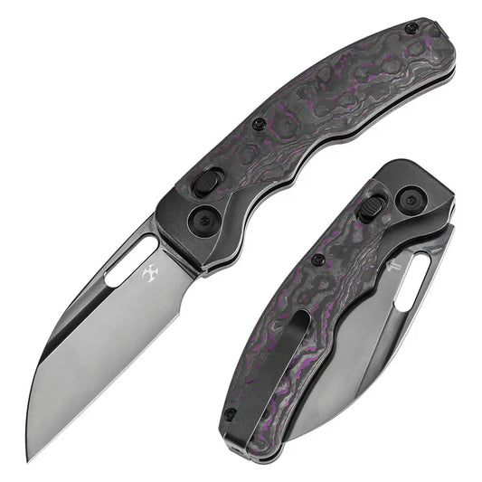 Kansept Vivid 3.04'' Mirror DLC CPM S35VN Blackwashed Titanium with Purple Haze Fatcarbon K1094V4