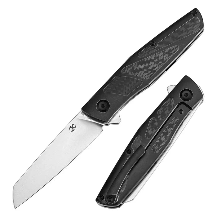 Kansept Cru 3.46" CPM-S35VN Stonewashed Blackwash Titanium & Twill Carbon Fiber Black K1092A5