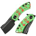 Kansept Mini Korvid 1.45" 154CM Black Stonewashed with Zombie Green Aluminum Handles - T3030P1