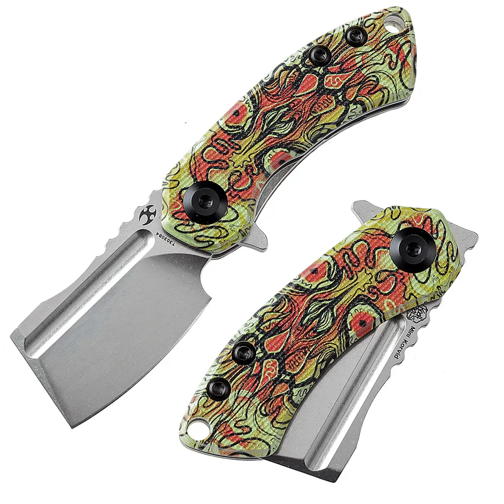 Kansept Mini Korvid 1.45" Stonewashed 154CM G10 with Undead Print-Yellow T3030B4