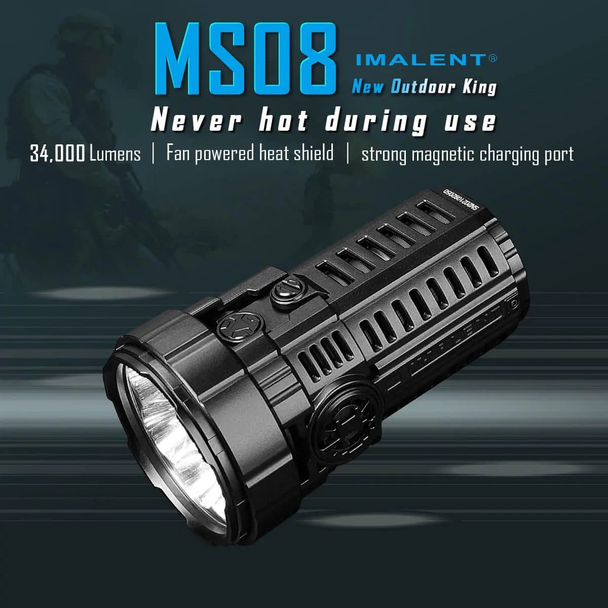 Imalent MS08 34000 Lumen Rechargeable Flashlight (8 * CREE XHP70 2nd LEDs)