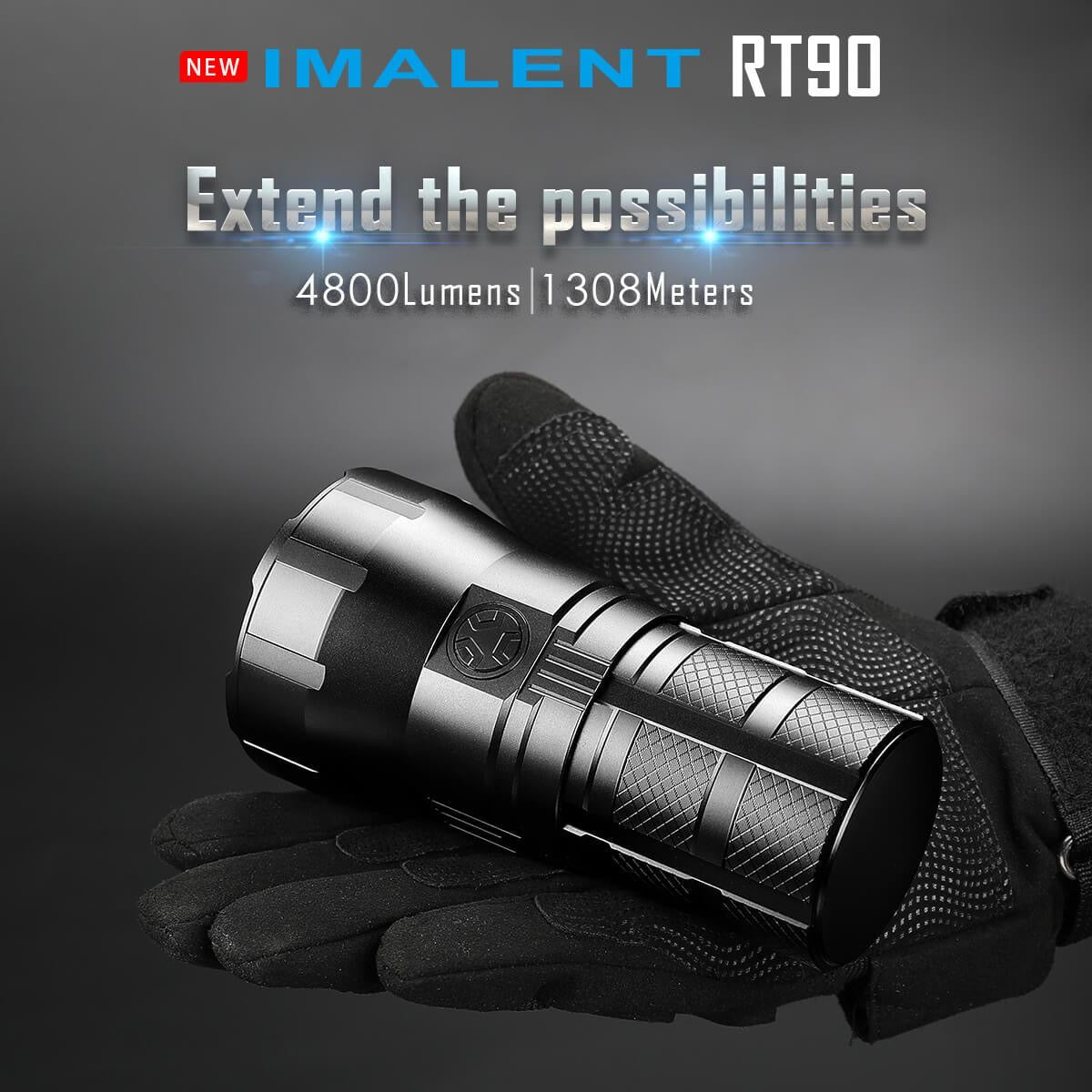 Imalent RT90 4800 Lumen Magnetically Rechargeable Flashlight 4 * 18500 Batteries Over 4,290ft of Throw