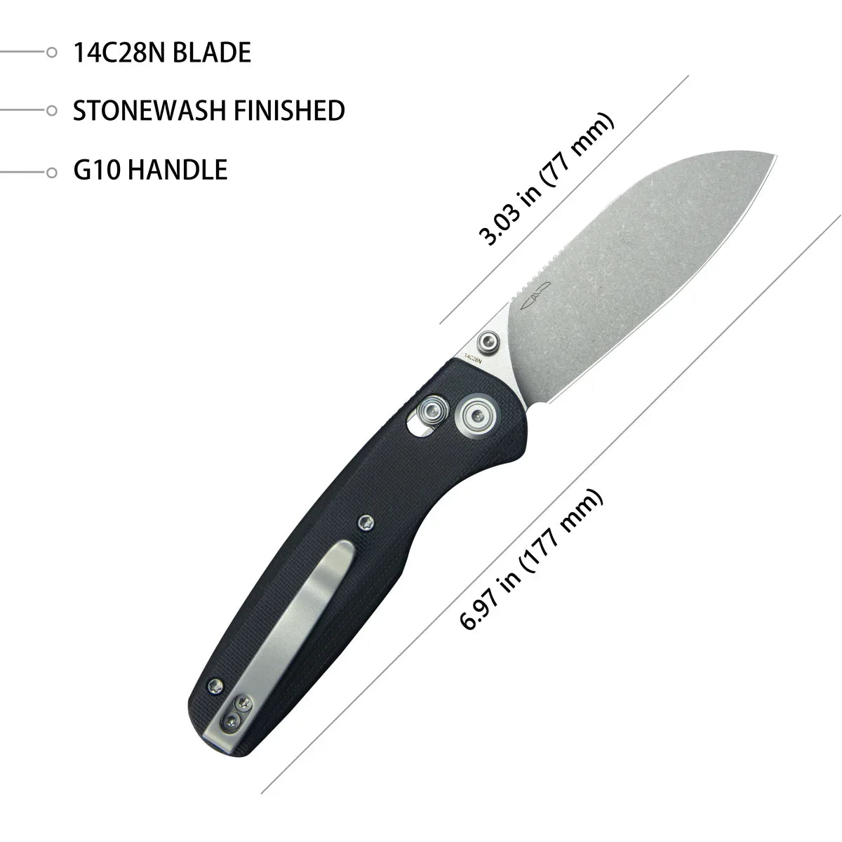 Kubey Breeze 3.03" 14C28N Black G10 KUB288A