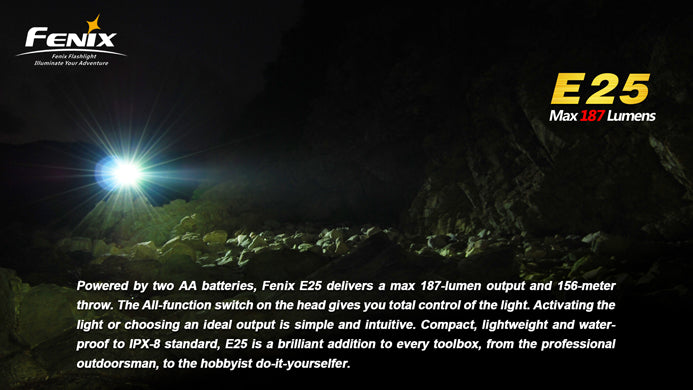 Fenix E25 2 x AA 187 Lumen LED Flashlight