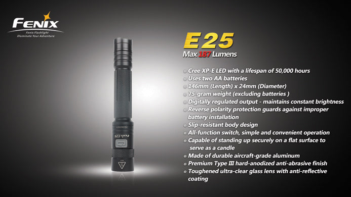Fenix E25 2 x AA 187 Lumen LED Flashlight