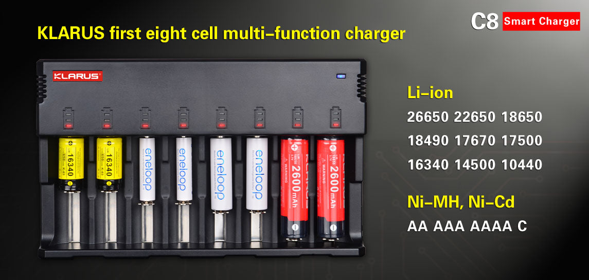 Klarus C8 Eight Bay Li-ion/NiCd/NiMH Battery Charger