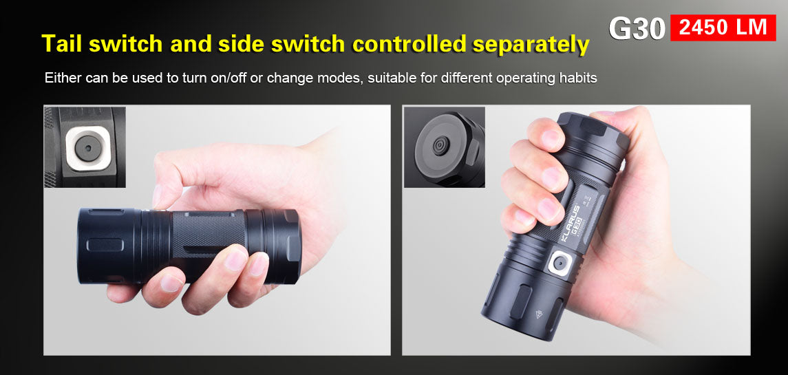 Klarus G30 3 x 18650 CREE MT-G2 2450 Lumen Flashlight