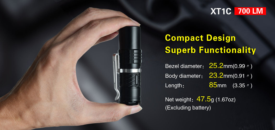 Klarus XT1C 1 x 16340 700 Lumen CREE XP-L HI V3 LED Flashlight