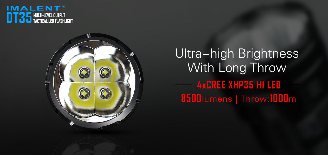 Imalent DT35 8500 Lumen 4 x 18650 CREE XHP35 LED Flashlight