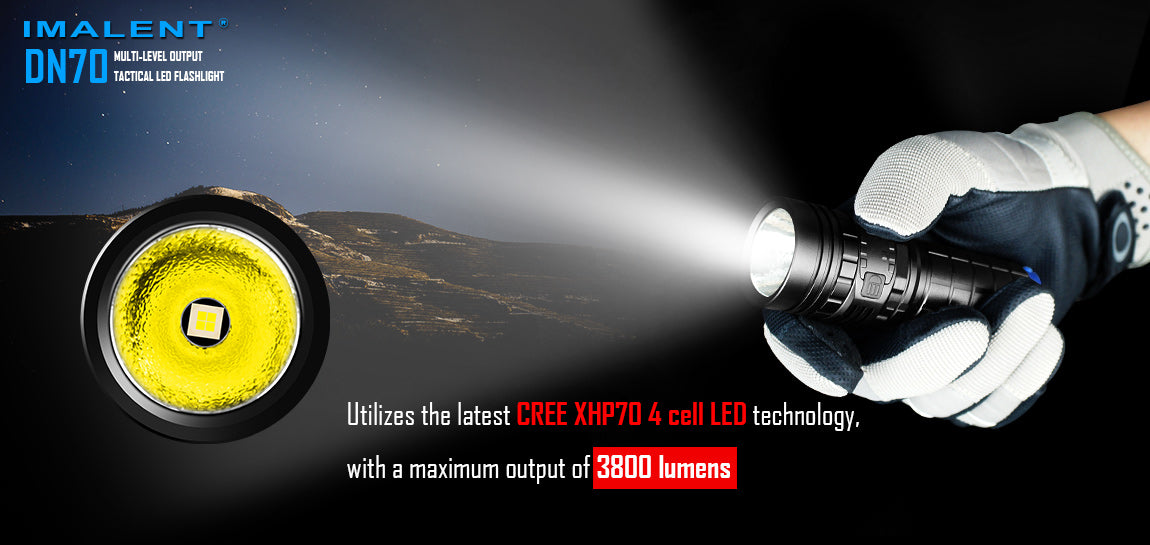 Imalent DN70 3800 Lumen 1 x 26650 CREE XHP70 LED Flashlight
