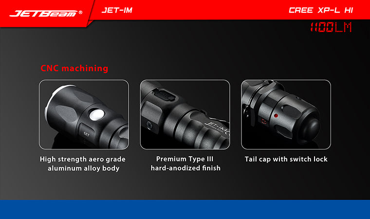 Jetbeam IM 1100 Lumen 1 x 18650 CREE XP-L HI LED Flashlight