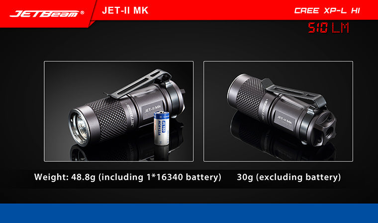 Jetbeam JET-II MK 1 X 16340 510 Lumens CREE XP-L HI LED Flashlight