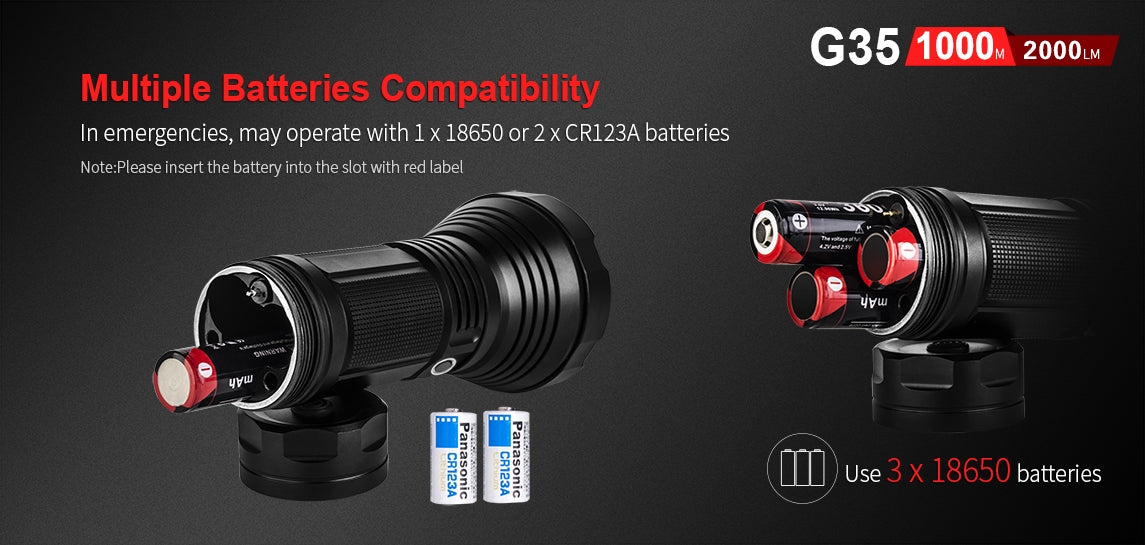 Klarus G35 2000 Lumen 3 X 18650 CREE XHP35 HI D4 LED Flashlight