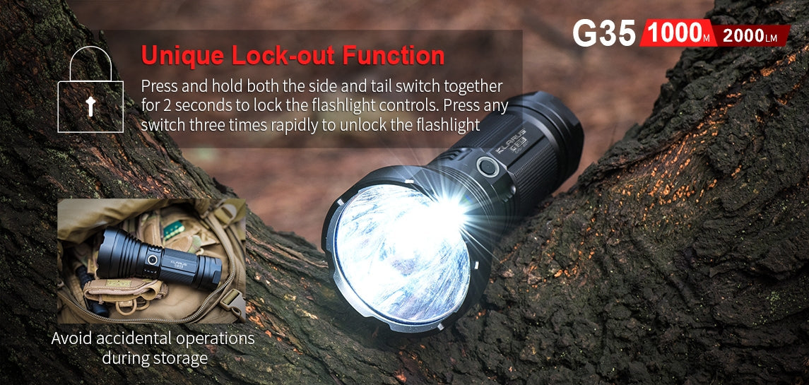 Klarus G35 2000 Lumen 3 X 18650 CREE XHP35 HI D4 LED Flashlight