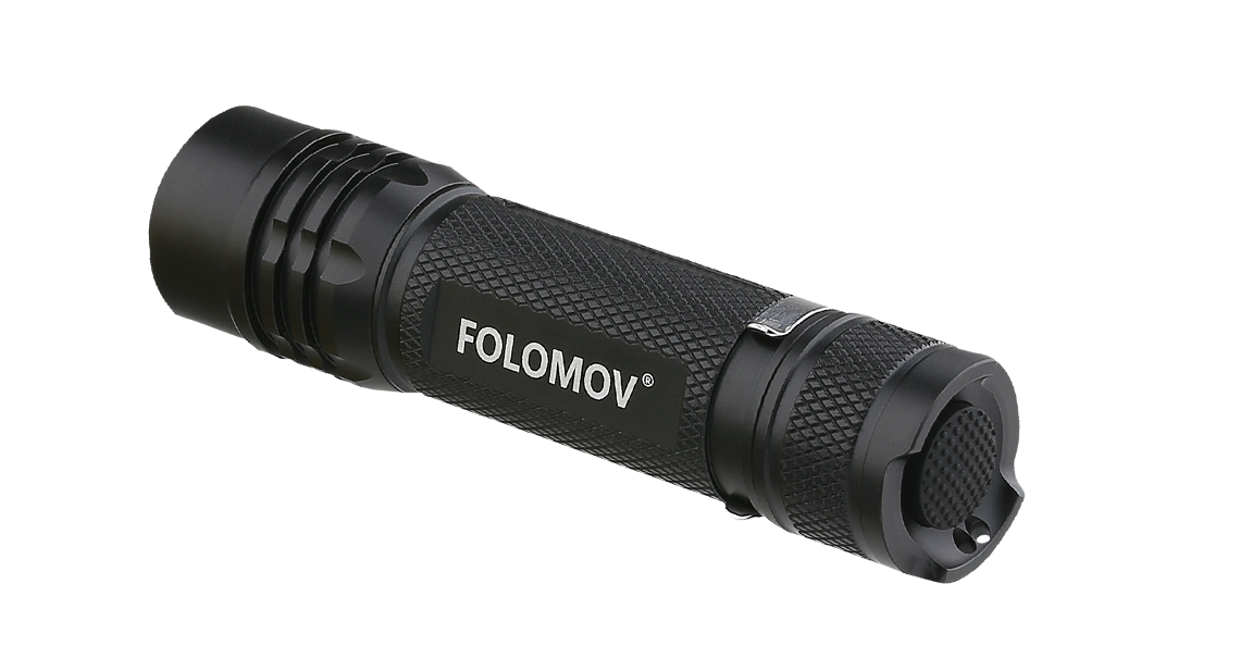 Folomov 18650S Black 900 Lumen Flashlight Nichia 219D LED 1 * 18650 Battery