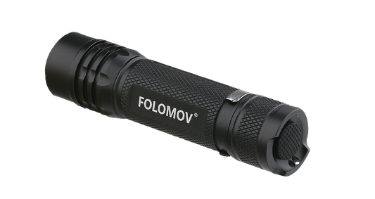 Folomov 18650S Black 900 Lumen Flashlight Nichia 219D LED 1 * 18650 Battery