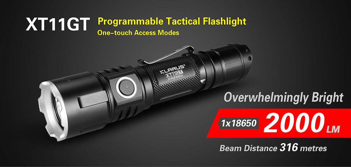 Klarus XT11GT 2000 Lumen Micro USB Rechargeable Flashlight - CREE XHP35 HD D4 LED