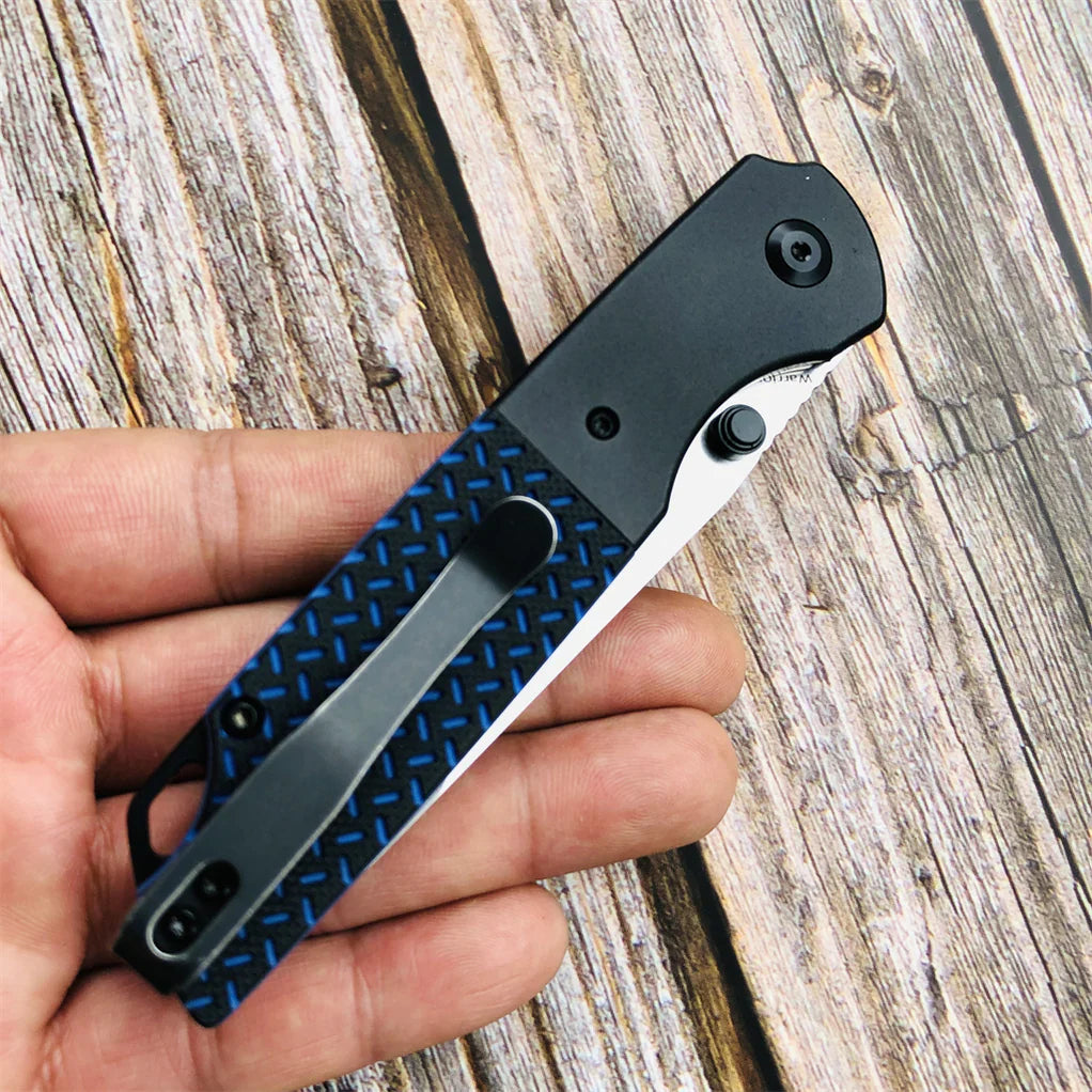 Kansept Warrior T1005S1 – Stonewashed Drop Point D2 Blade, Black & Blue G10 Handle, Kim Ning Design