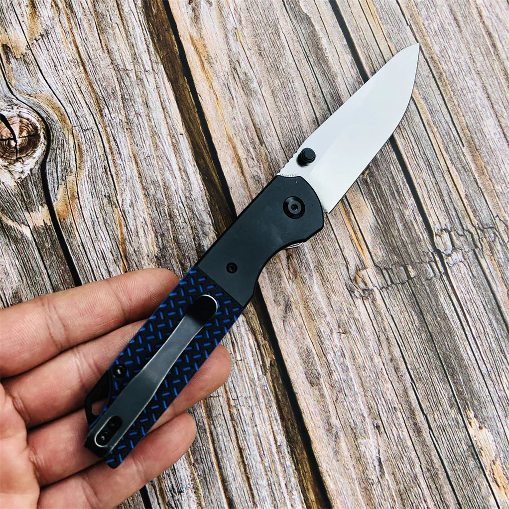 Kansept Warrior T1005S1 – Stonewashed Drop Point D2 Blade, Black & Blue G10 Handle, Kim Ning Design