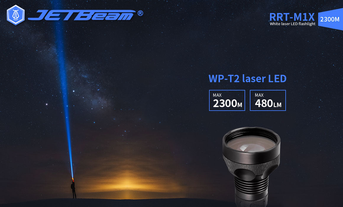 JetBeam RRT-M1X 480 Lumen LEP Laser Flashlight 1 * 21700 Battery 7545ft. of Throw