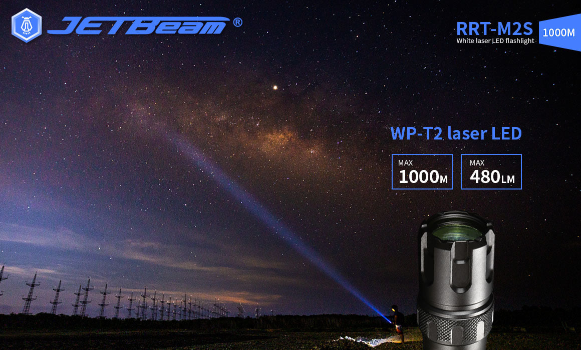 JetBeam RRT-M2S 480 Lumen LEP Laser Flashlight 1 * 21700 Battery 3280ft. of Throw