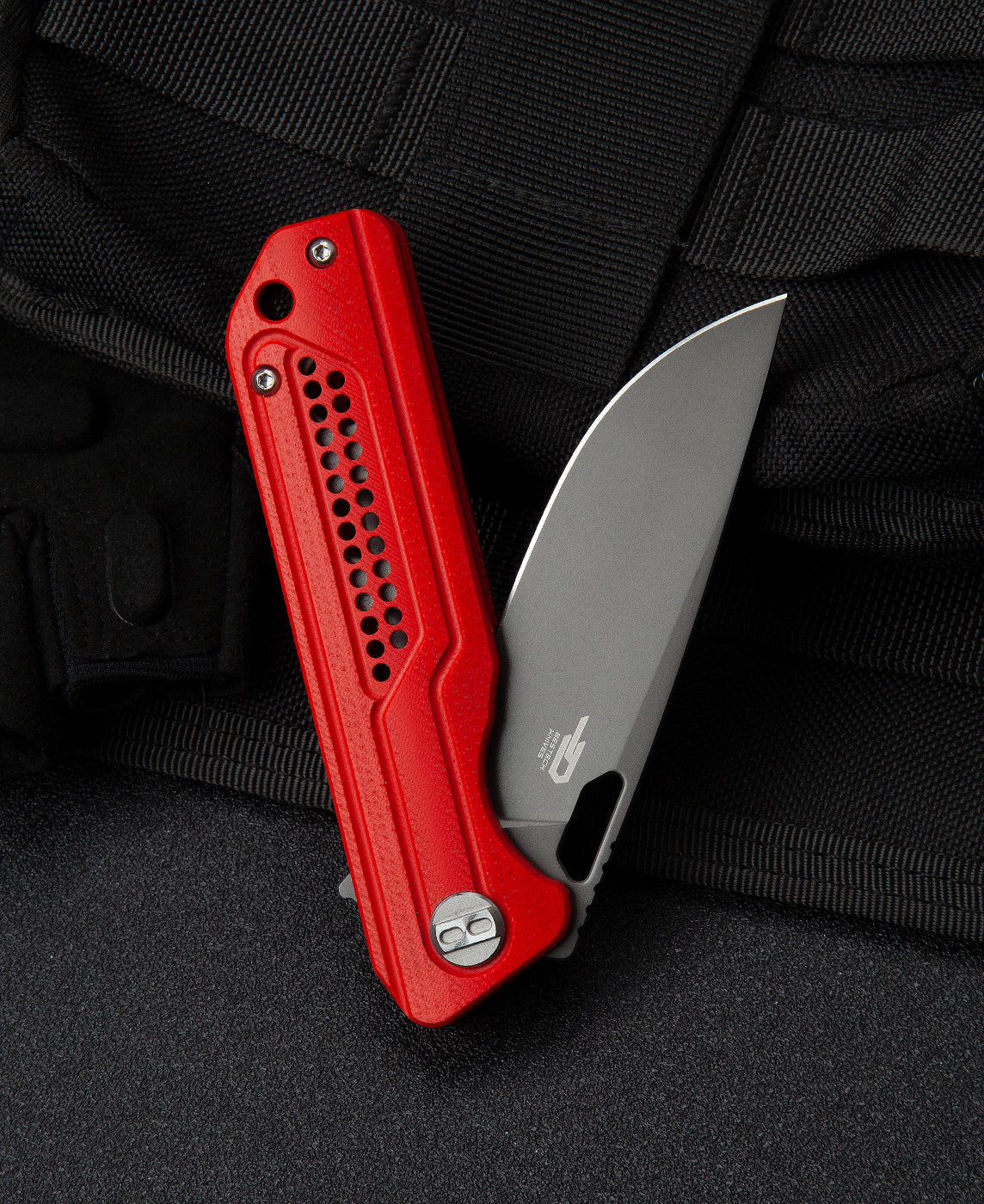 Bestech Knives Circuit Folding Knife 3.22in K110 Steel Blade Red Handle - BG35C-2