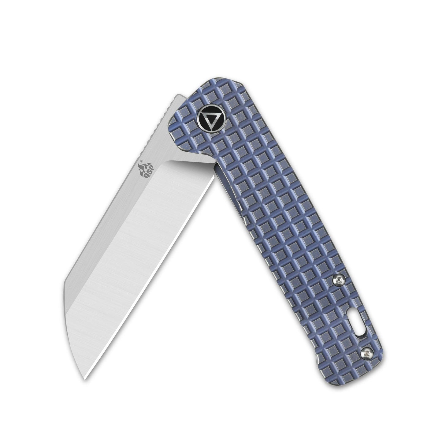 QSP Penguin Blue Titanium Frag Handles 3.12in 154CM Steel Blade - QS130-RFRG1