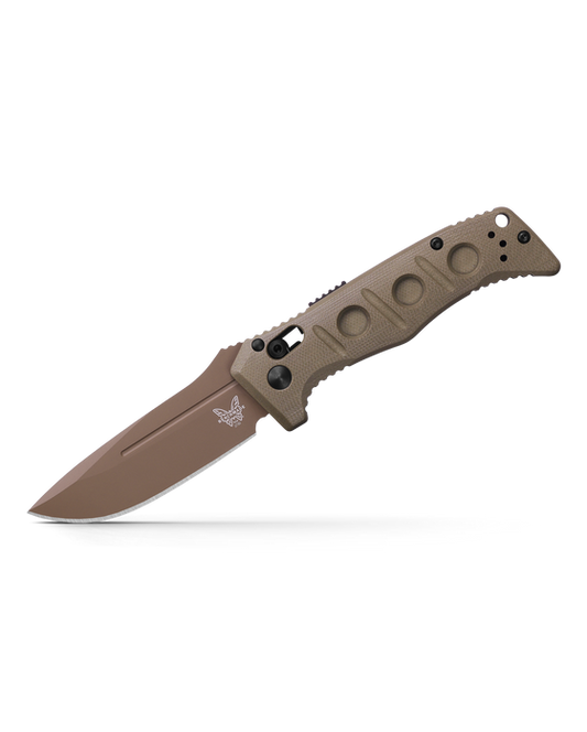Benchmade 2730FE-2 Mini Auto Adamas front view, 3.25″ Flat Earth CruWear drop point automatic folding knife