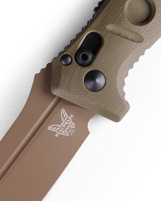 Benchmade 2730FE-2 Mini Auto Adamas OD Green G10 handle detail