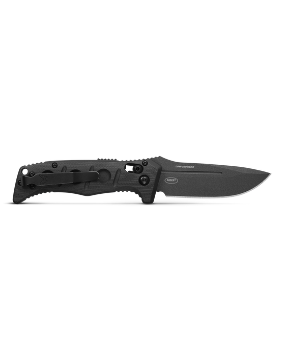 Benchmade 2730GY-1 Mini Auto Adamas blade detail, grey CruWear