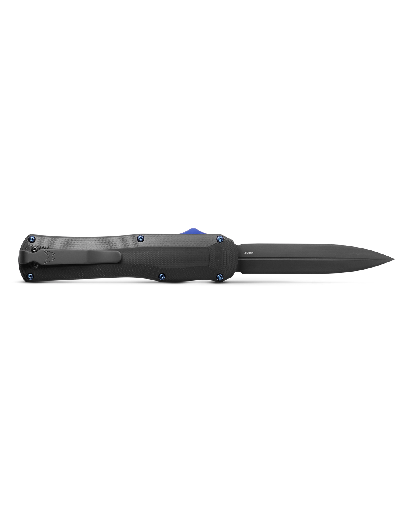 Benchmade 3400BK Autocrat Automatic OTF Knife 3.71in Blade S30V Steel Black G-10 Blue accents