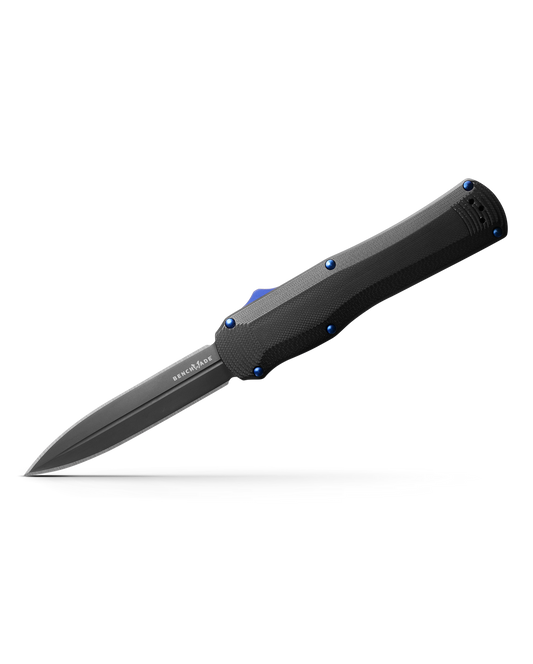 Benchmade 3400BK Autocrat Automatic OTF Knife 3.71in Blade S30V Steel Black G-10 Blue accents