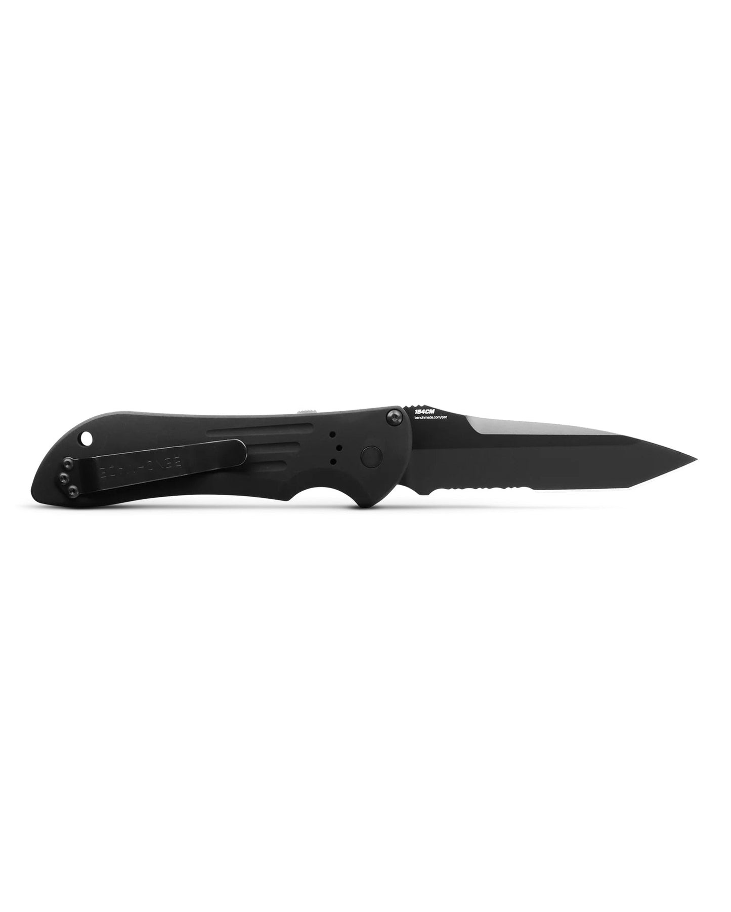 Benchmade Auto Stryker 9101SBK blade detail - black 154CM combo tanto