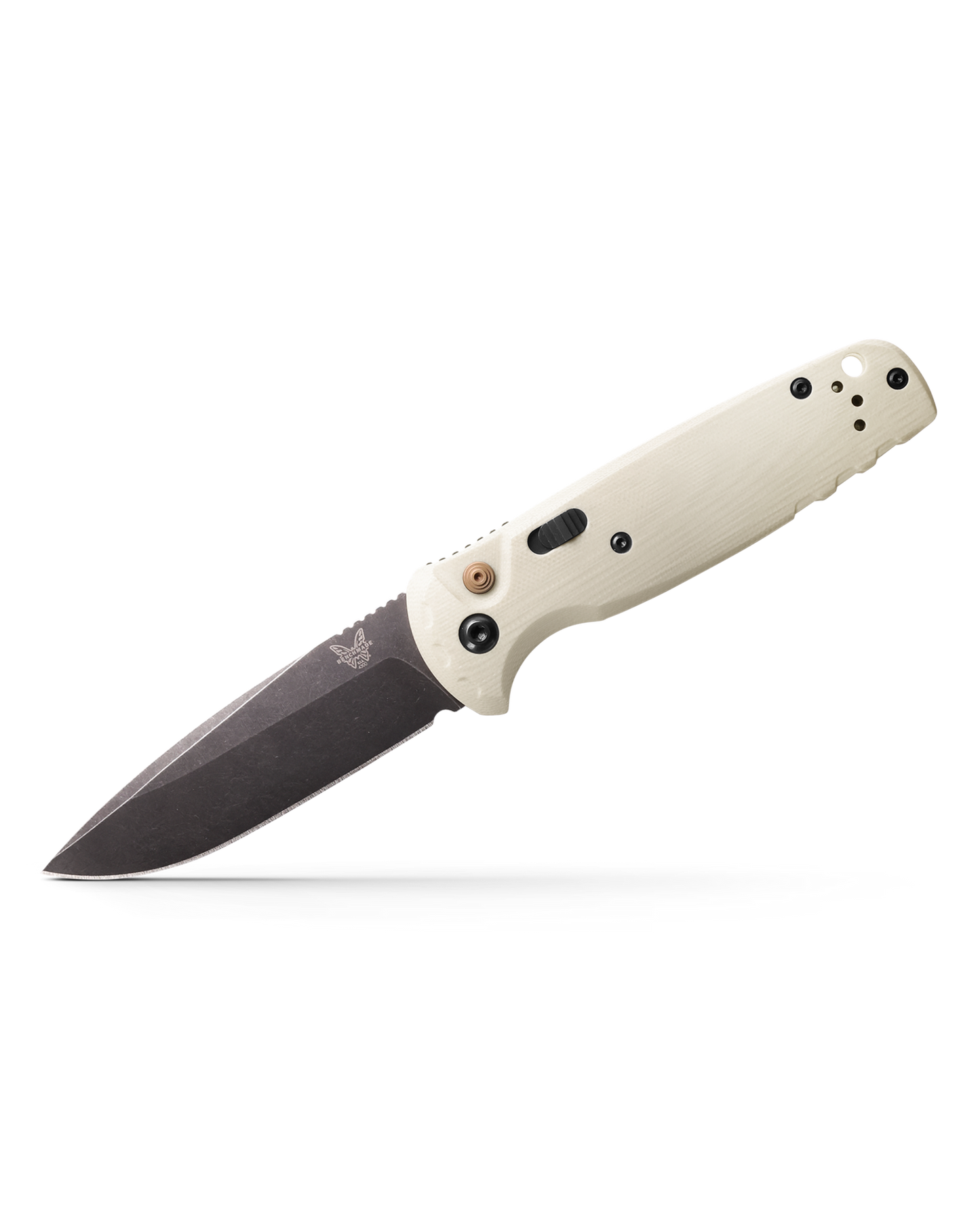 Benchmade 4300BK-03 CLA AUTO Folding Knife 3.4" CPM-MagnaCut Black DLC Battlewash Plain Blade, Ivory G10 Handles