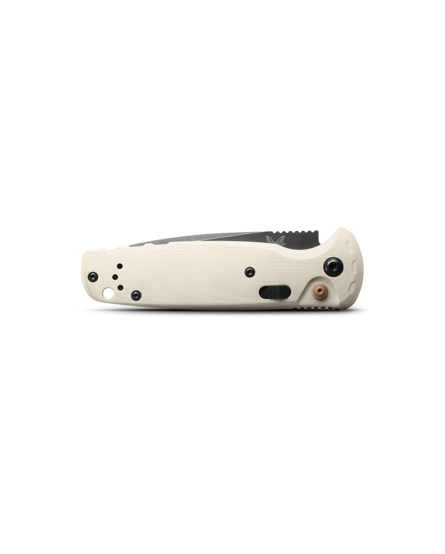 Benchmade 4300BK-03 CLA AUTO Folding Knife 3.4" CPM-MagnaCut Black DLC Battlewash Plain Blade, Ivory G10 Handles