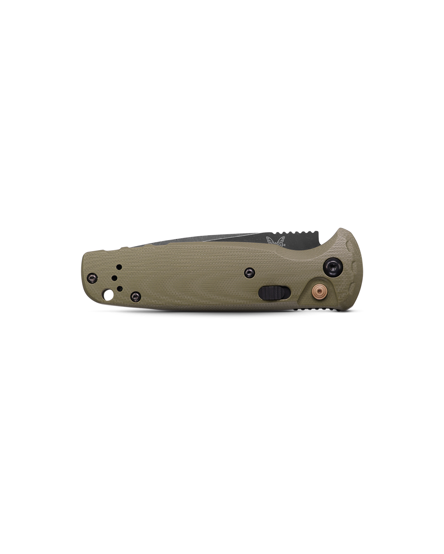 Benchmade 4300BK-02 CLA AUTO Folding Knife 3.4" CPM-MagnaCut Black DLC Battlewash Plain Blade, OD Green G10 Handles