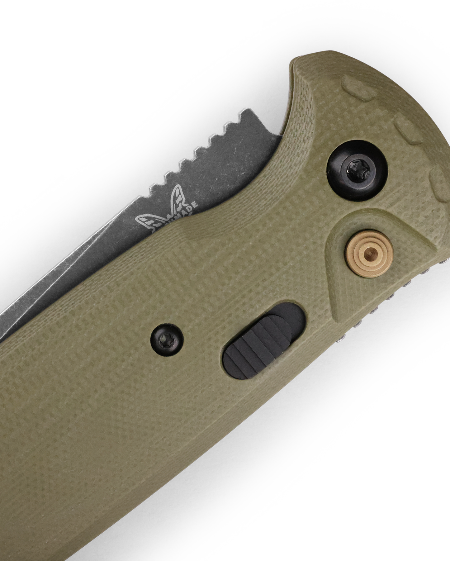 Benchmade 4300BK-02 CLA AUTO Folding Knife 3.4" CPM-MagnaCut Black DLC Battlewash Plain Blade, OD Green G10 Handles