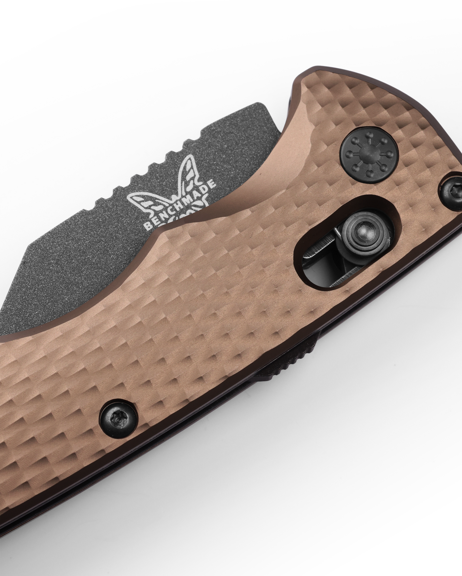Benchmade Partial Immunity 2950BK-1 mini deep-carry pocket clip and milled aluminum handle detail