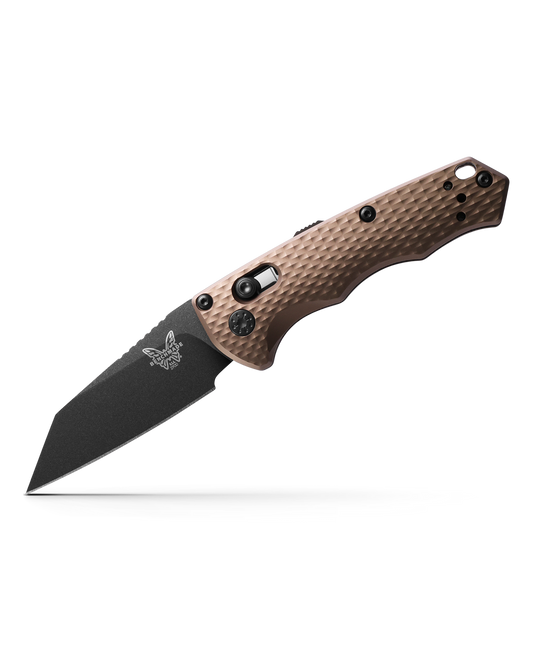 Benchmade Auto Immunity 2900BK-1 open three-quarter view – 2.49" Cobalt Black CPM-M4 Wharncliffe automatic knife