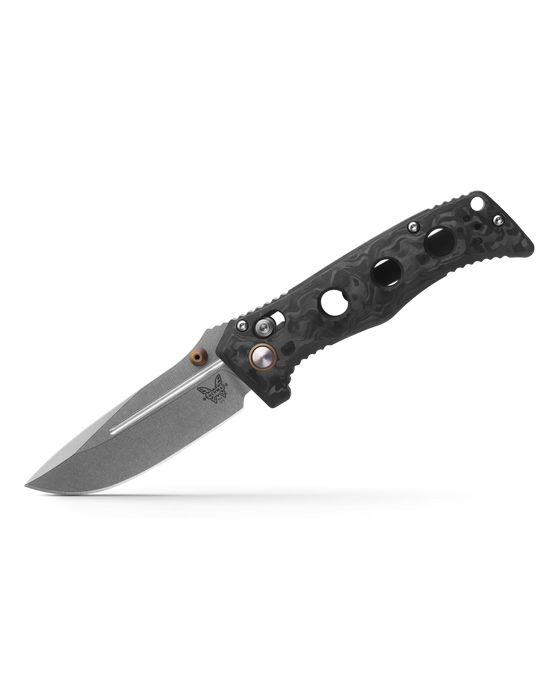 Benchmade 273-03 Shane Sibert Mini Adamas Folding Knife 3.25" CPM-Magnacut Satin Plain Blade, Marble Carbon Fiber Handles