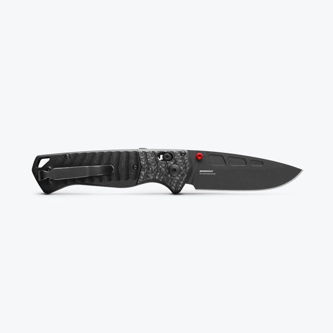 Benchmade PSK 593BK-01 open position showing CPM-MagnaCut drop point blade