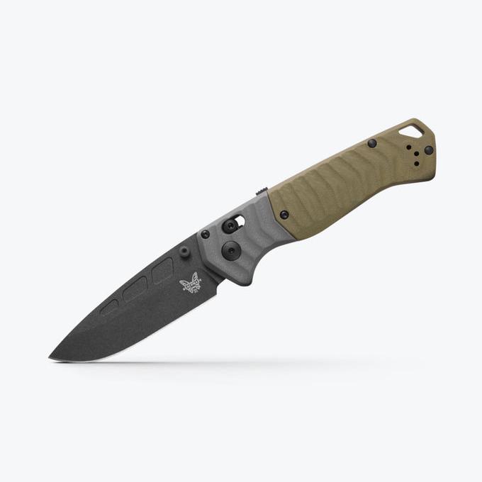 Benchmade PSK 593BK front view, 3.40″ cobalt Cerakote CPM-MagnaCut drop point folding knife