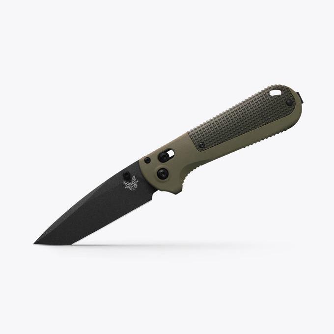 Benchmade Redoubt 431BK-1 front view, 3.53″ Cerakote CPM-D2 tanto folding knife